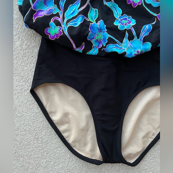 CAROL WIOR One Piece Swimsuit Floral Underwire Bra Loose fit top Spaghetti strap - Picture 2 of 7